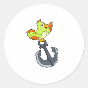 Adesivo Redondo Papagaio com Âncora