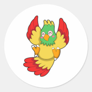 Adesivo Redondo Papagaio com Cabeça Verde