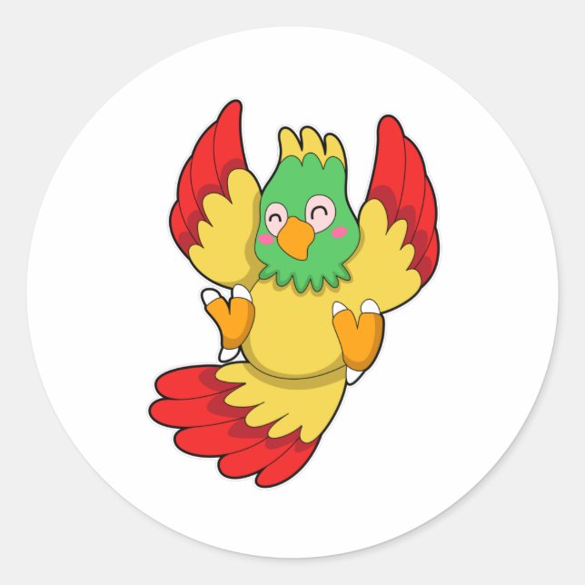 Adesivo Redondo Papagaio com Cabeça Verde (Frente)