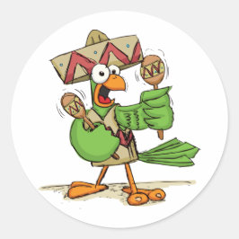 Adesivo Redondo Papagaio com Maracas