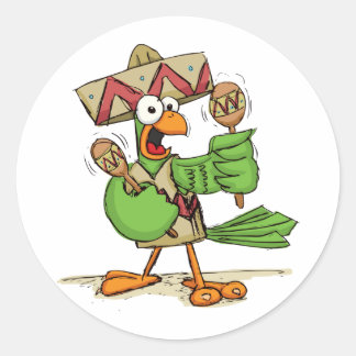 Adesivo Redondo Papagaio com Maracas