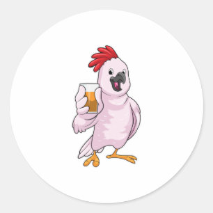 Adesivo Redondo Papagaio com suco