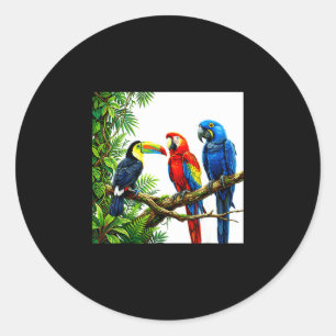 Adesivo Redondo Papagaios aves tropicais havaí festa de verão na p