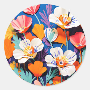 Adesivo Redondo Papagaios da California Bold Pop Art