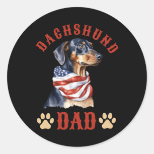 Adesivo Redondo Papai Dachshund Dia dos Pais 4 de Julho