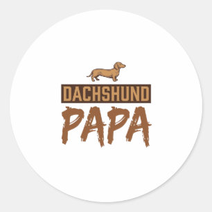 Adesivo Redondo Papai Dachshund Gravação Vintage Design de Papai C