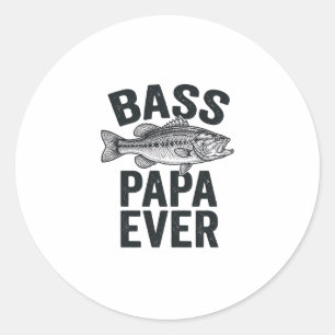 Adesivo Redondo Papai de Bass Ever Vintage Fishing Camisa Pai Desi
