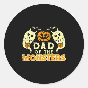 Adesivo Redondo Papai de Monstros de Halloween Fantasia de Família