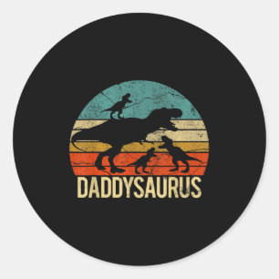Adesivo Redondo Papai Dinossauro Daddysaurus 3 Três Crianças Natal