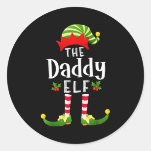 Adesivo Redondo Papai Duende de Natal Pijama Combinando Festa de N