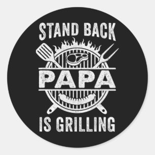 Adesivo Redondo Papai Está Grelhando Dia Dos Pais Engraçado Bbq