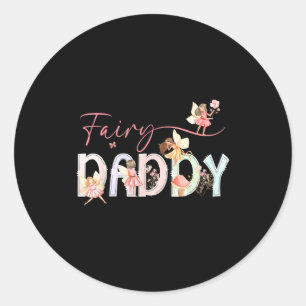 Adesivo Redondo Papai fada mágico floral aniversário menina conto 