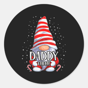 Adesivo Redondo Papai Gnome Roupas de Natal Família Combinada