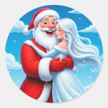 Papai Noel Abraçando uma Rainha da Neve