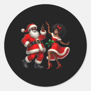 Adesivo Redondo Papai Noel Africano Sra. Claus Dançando C Afro-Ame