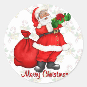 Adesivo Redondo Papai Noel alegre