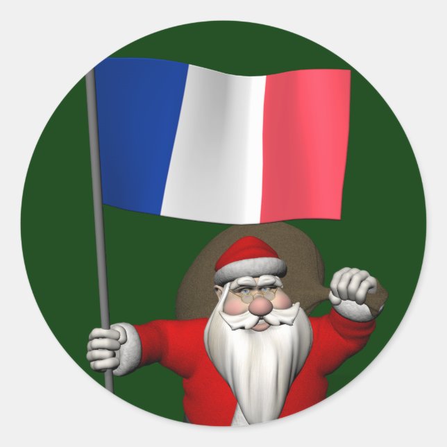 Adesivo Redondo Papai Noel, Alferes Da França (Frente)