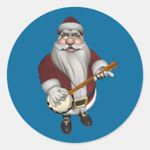 Adesivo Redondo Papai Noel Ama Seu Banjo