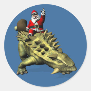 Adesivo Redondo Papai Noel Andando Em Talarurus