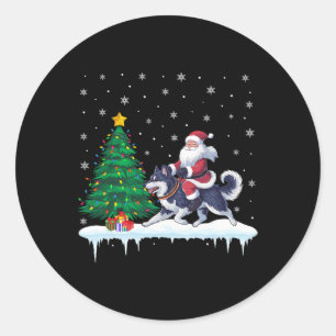 Adesivo Redondo Papai Noel Andando no Alasca Klee Kai Dog Boys Men