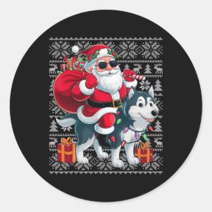 Adesivo Redondo Papai Noel ao Estilo de Suéter de Natal Feio Monta