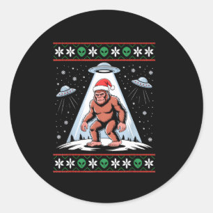 Adesivo Redondo Papai Noel Bigfoot ET Alien Divertido Natal Feio S