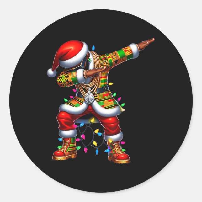 Adesivo Redondo Papai Noel Black African American Pajamas 0 (Frente)