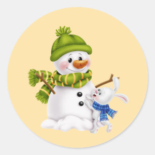 Adesivo Redondo Papai Noel Boneco de Neve Natal &