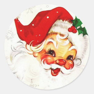 Adesivo Redondo Papai noel bonito do vintage/etiquetas Natal do