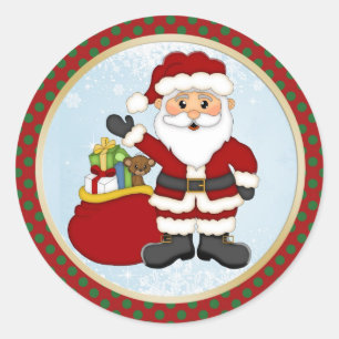 Adesivo Redondo Papai noel bonito e Natal dos presentes