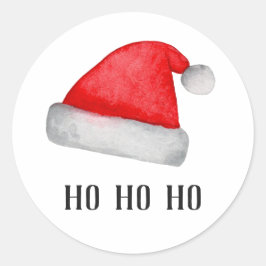 Adesivo Redondo Papai Noel. Chapéu vermelho. Férias de Natal. Ho h
