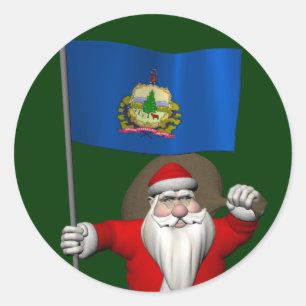 Adesivo Redondo Papai Noel com a bandeira de Vermont
