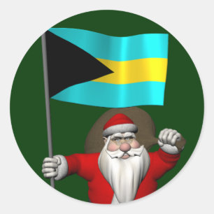 Adesivo Redondo Papai Noel Com Alferes Das Bahamas
