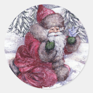 ADESIVO REDONDO PAPAI NOEL COM BLUEBIRD