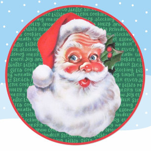 Adesivo Redondo Papai Noel com Envelope Palavras de Natal