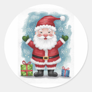Adesivo Redondo Papai Noel com Presentes