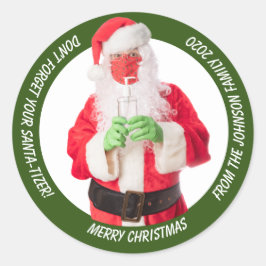Adesivo Redondo Papai Noel com Sanitizer 2020