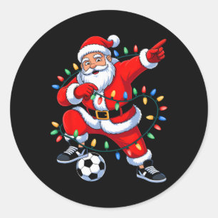 Adesivo Redondo Papai Noel Dabbing Luzes de Natal Futebol Natal Me
