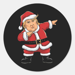 Adesivo Redondo Papai Noel Dabbing Trump Luzes de Natal Meninas Me