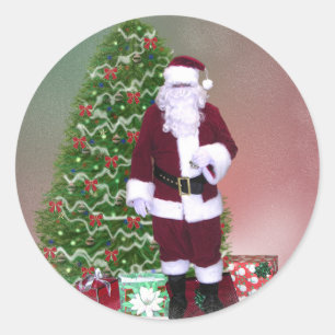 Adesivo Redondo Papai noel de árvore de Natal