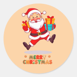 Adesivo Redondo Papai Noel de desenho animado alegre
