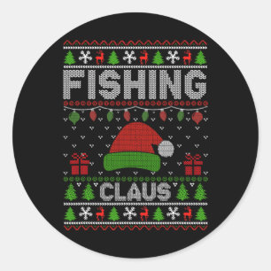 Adesivo Redondo Papai Noel de Natal Claus de Pesca Leve Ugly Xmas