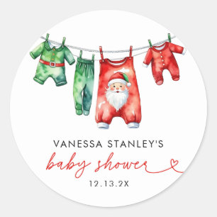 Adesivo Redondo Papai noel de Natal Red Holly Modern