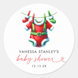 Adesivo Redondo Papai noel de Natal Red Holly Modern