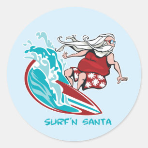 Adesivo Redondo Papai noel de Surf'n