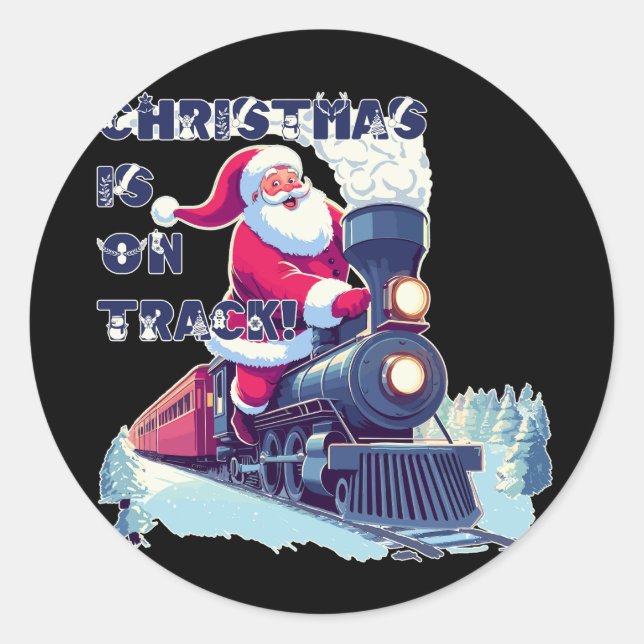 Adesivo Redondo Papai Noel de Trem (Frente)