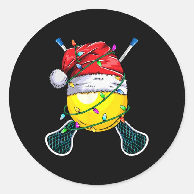 Adesivo Redondo Papai noel desportiva - Jogador de Lacrosse de Nat (Frente)