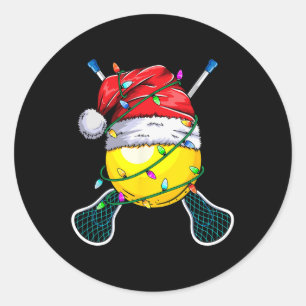 Adesivo Redondo Papai noel desportiva - Jogador de Lacrosse de Nat