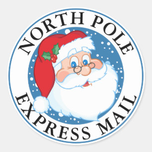 Adesivo Redondo Papai noel do correio expresso do Pólo Norte do