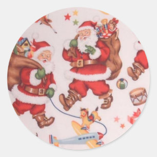 Adesivo Redondo Papai noel do natal vintage